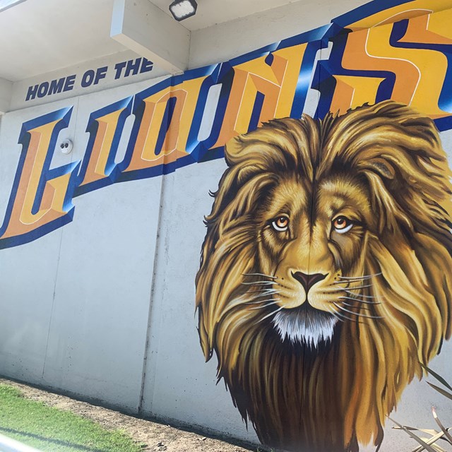 Barker new Lion Mascot mural